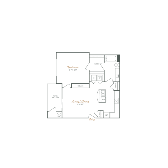 the floor plan for a two bedroom apartment at The Stetson