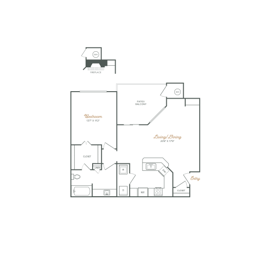 the floor plan for a two bedroom apartment at The Stetson