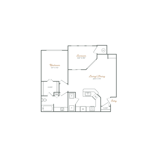 the floor plan for a two bedroom apartment at The Stetson